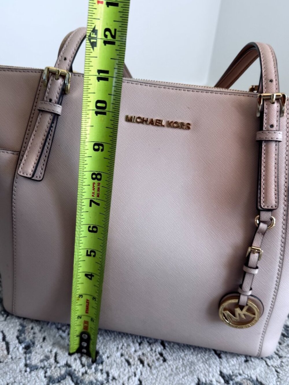 Michael Kors Jet Set Saffiano Leather Zip Top Tote Bag | Blush Pink / Rose Gold - Picture 14 of 14